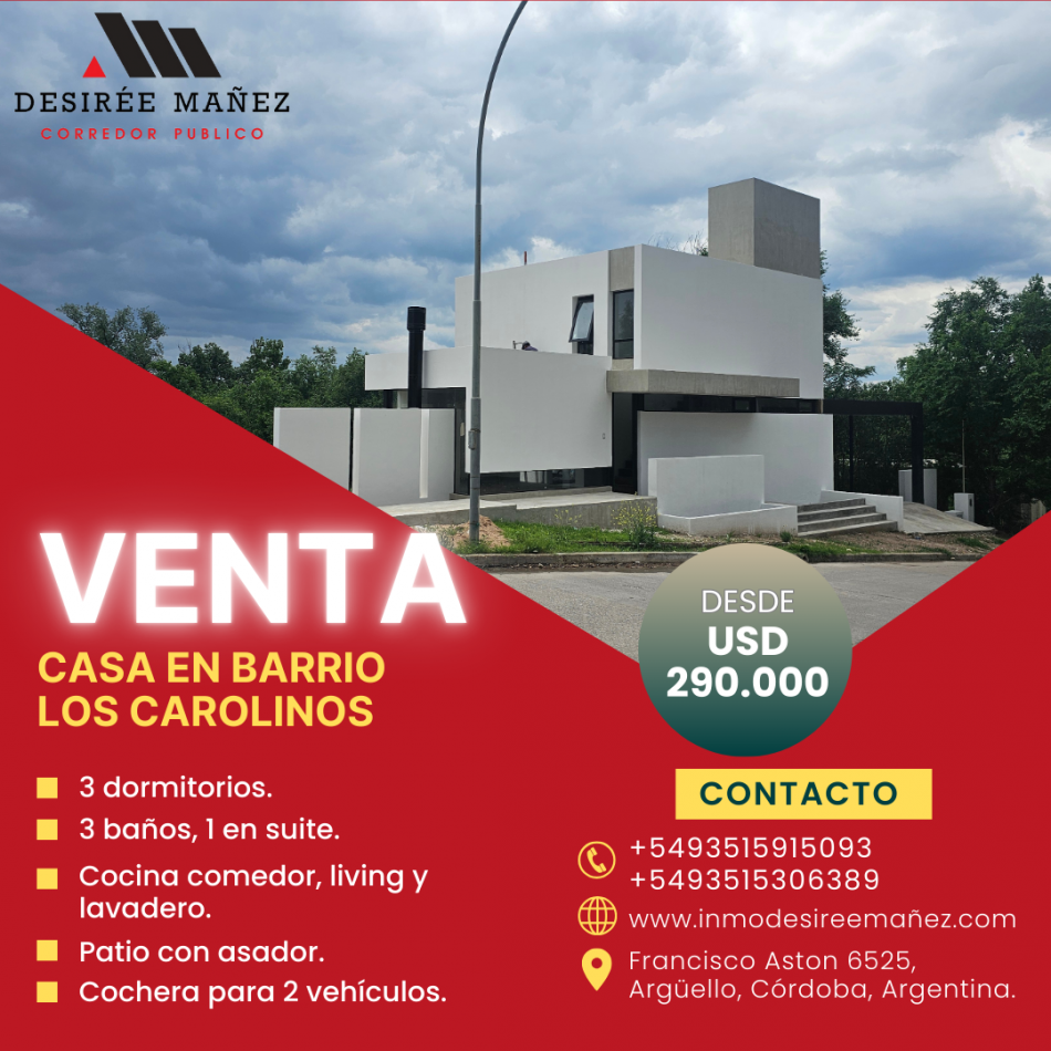 VENTA - Casa en barrio Los Carolinos, Zona Norte, Cordoba.