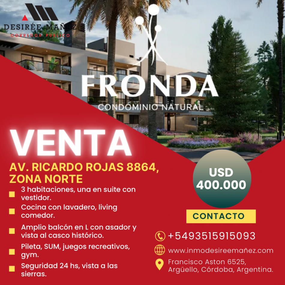 VENTA - Departamento en Complejo Fronda, Zona Norte, Cordoba.