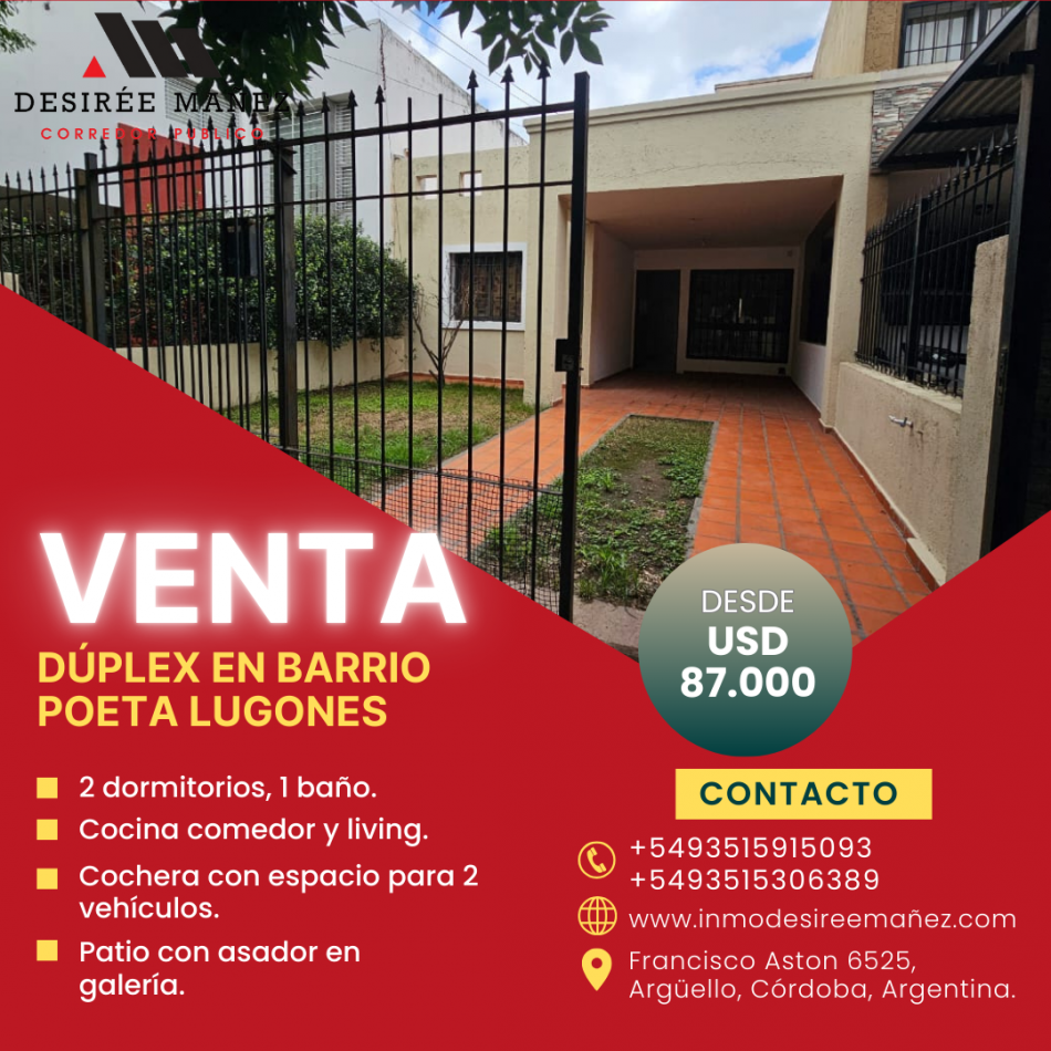 VENTA -  Casa 2 dormitorios en Poeta Lugones