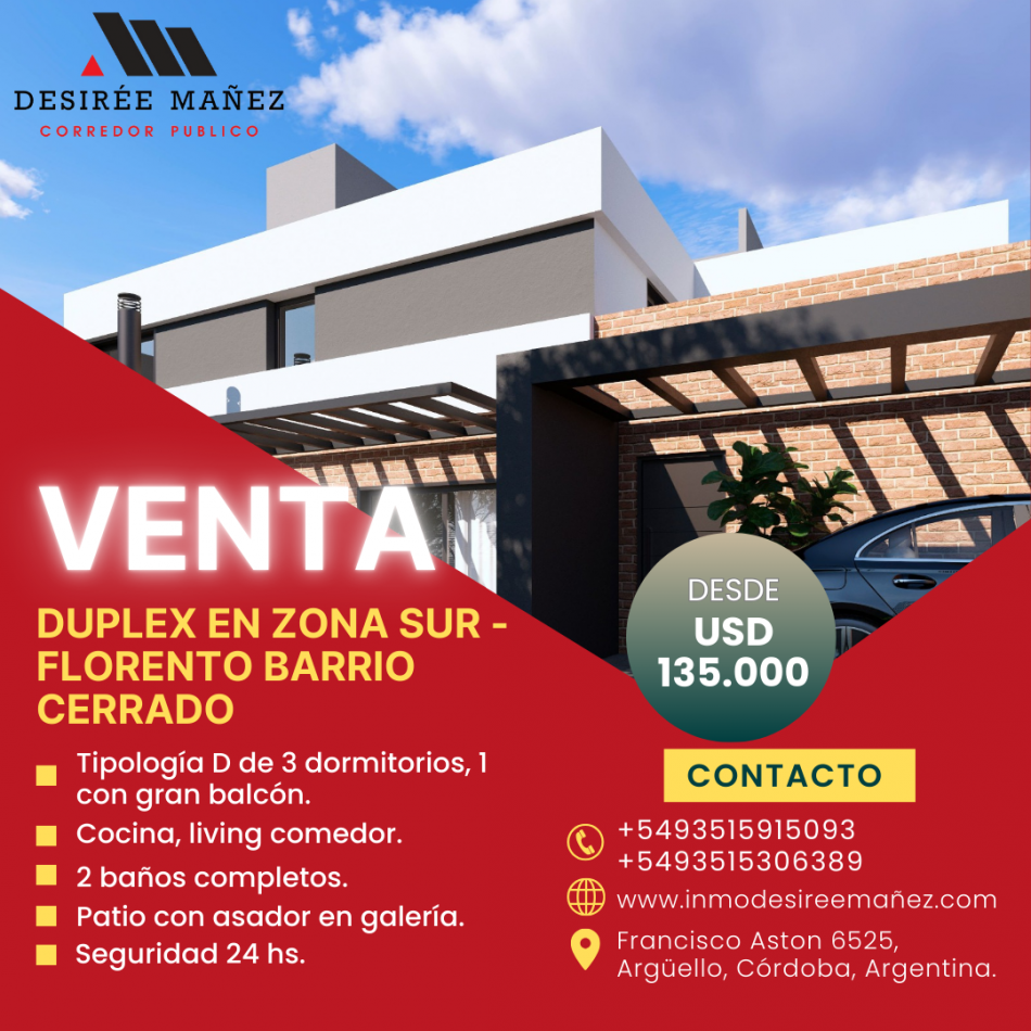 VENTA - Duplex 3 dormitorios Tipologia D en Zona Sur, Cordoba Capital.