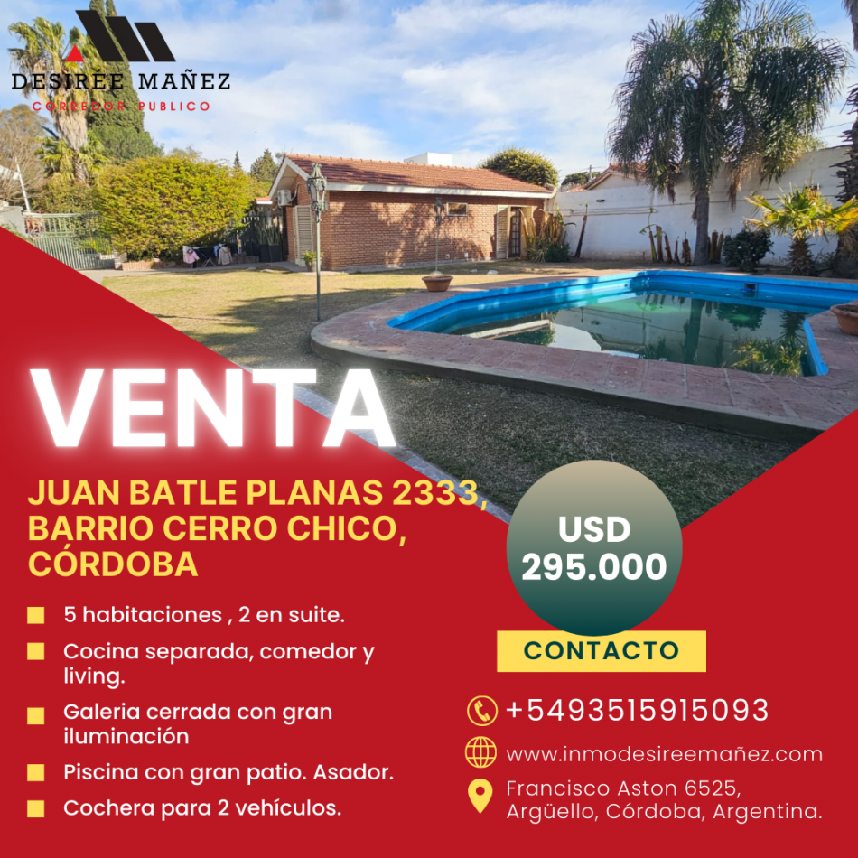 VENTA - Casa en Barrio Cerro Chico, Cordoba Capital.