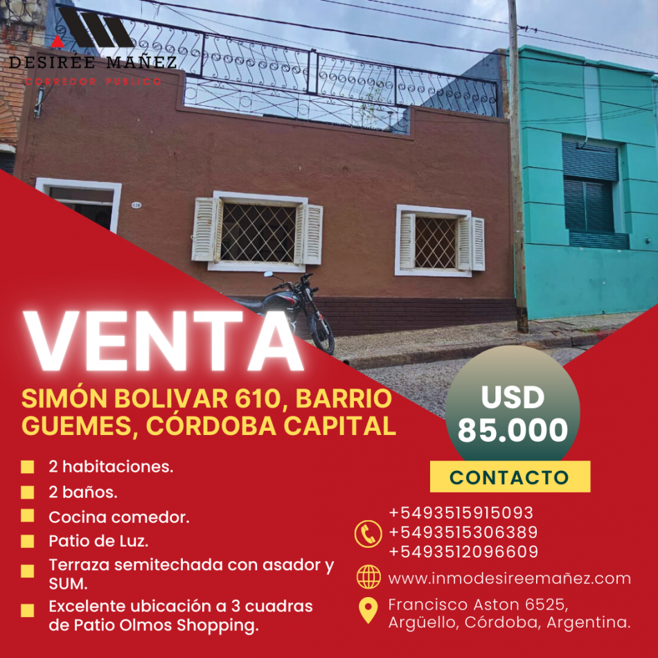 VENTA - Casa en Barrio Guemes, Cordoba Capital