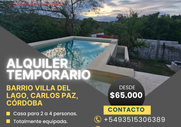 TEMPORARIO -  Barrio Villa del Lago en Carlos Paz, Cordoba