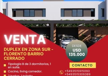 VENTA - Duplex 3 dormitorios Tipologia B en Zona Sur, Cordoba Capital.