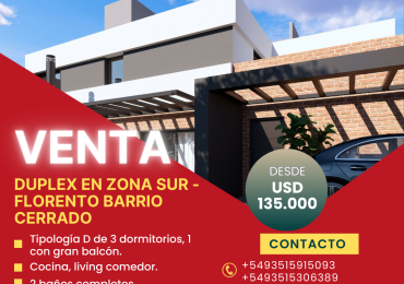 VENTA - Duplex 3 dormitorios Tipologia D en Zona Sur, Cordoba Capital.