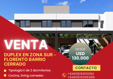 VENTA - Duplex 2 dormitorios Tipologia E en Zona Sur, Cordoba Capital.