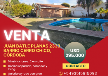 VENTA - Casa en Barrio Cerro Chico, Cordoba Capital.